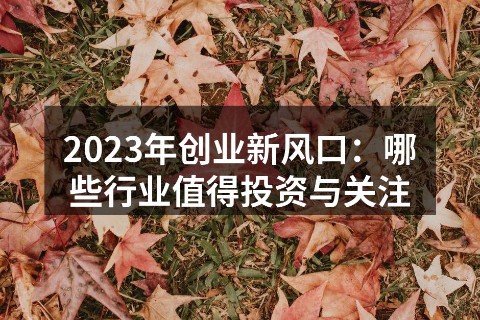 2023年创业新风口：哪些行业值得投资与关注